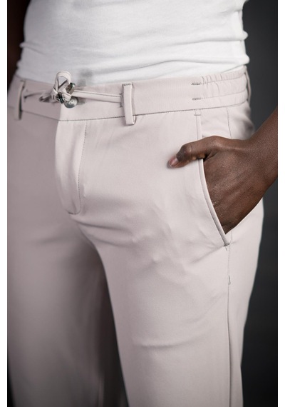 Perpant Beli Lastikli Ve İplikli Likralı Slimfit Yazlık Kumaş Jogger Pantolon gri