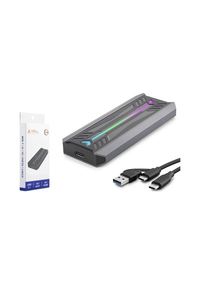 Hadron Hdx1775 M.2 Nvme/ngff Harici Ssd Kutusu Usb/type-c 10 Gbps Çift Arabirim Rgb - Siyah