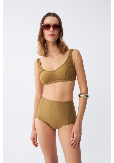 Akbeniz Kadın Basic Hardal Pedli Yüksek Bel Bikini Takımı