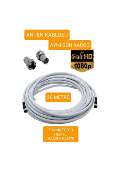 Technozi Çanak Anten Uydu Televizyon Kablosu Rg6 Hd 20 Metre