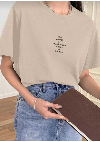 Kozia Outdoors Malkoçbey The Pover Baskili Oversize Unisex Basic T-shirt Bej