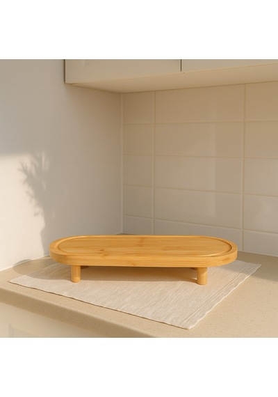 Morponi Ayaklı Premium Bambu Sunum Tahtası 35 Cm X 14 Cm Beyaz