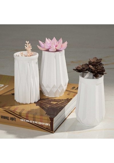 Epoksi Reçine Silikon Kalıp Vazo Kalıbı Beton Taş Tozu Vazo Mumluk Kalıbı 10.5x6.5 Cm
