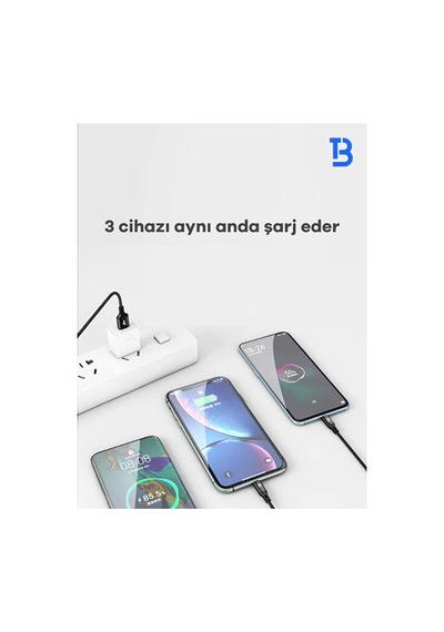 Çok Uçlu Çoklu 6in1 Kablo Üçlü Örgülü Hızlı Şarj Kablosu 1.2m Siyah - 896289857