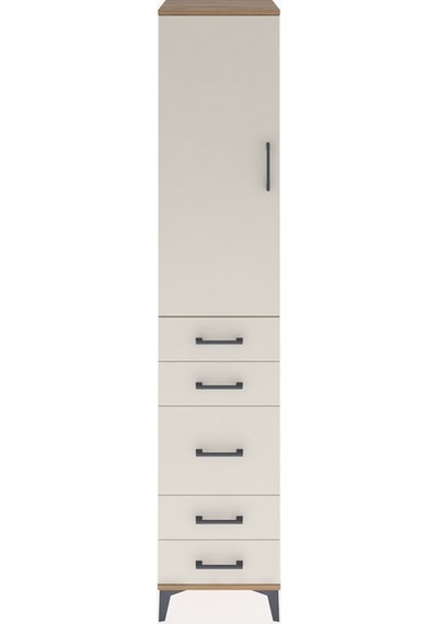 Hyperion Dolap 3 Raflı 5 Çekmeceli Tek Kapaklı 44x44x221 Çam-... Çam