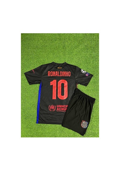 Barcelona Yeni Sezon Ronaldinho Çocuk Forması Black Çok Renkli