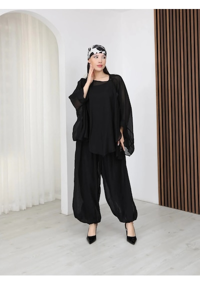 Nazzain Oversize Tül Gömlek Siyah
