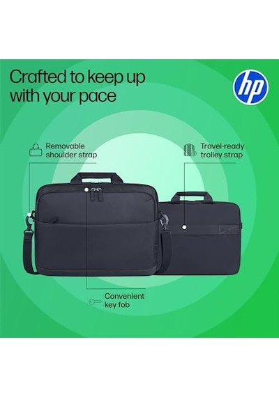 Hp 14" Everyday Laptop Çantası, 600d Geri Dönüşümlü Polyester, 9l, Dolgulu Bölme, Su Geçirmez, Çıkarılabilir Omuz Askısı, Gri