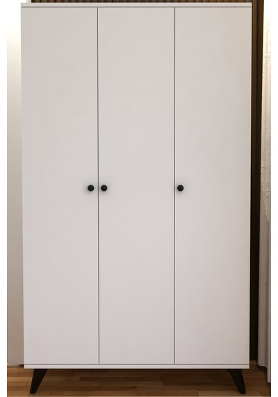 Tocco 1081 İzel 3 Kapaklı Askılıklı Raflı Lüx Gardırop-beyaz