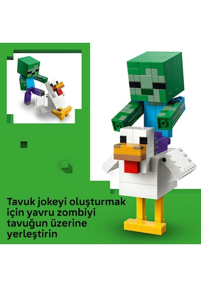 LEGO® Minecraft® Tavuk Jokey 21582 - 9 Yaş ve Üzeri Çocuklar için 3 Figür İçeren Yaratıcı Oyuncak Yapım Seti (344 Parça)