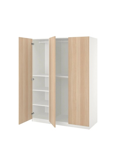 Ikea Beyaz Geniş Kapaklı Gardırop Beyaz-ağartılmış Meşe Görünümlü