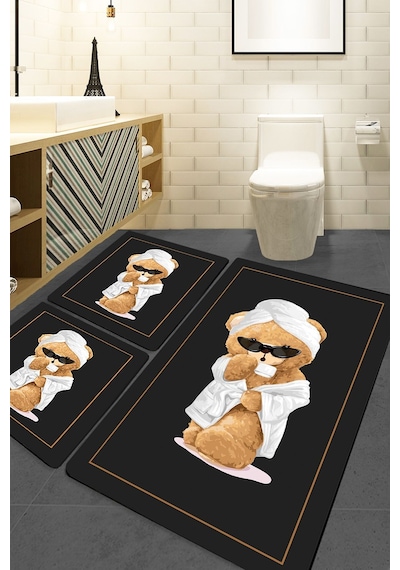 Bornouse 3'lü Set Banyo Halısı Djtbanyo Renkli