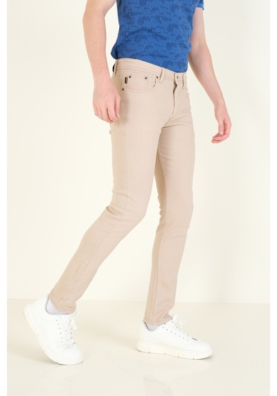 Giyim Dünyası Erkek 5 Cep Slim Fit Kot Pantolon Bej 001