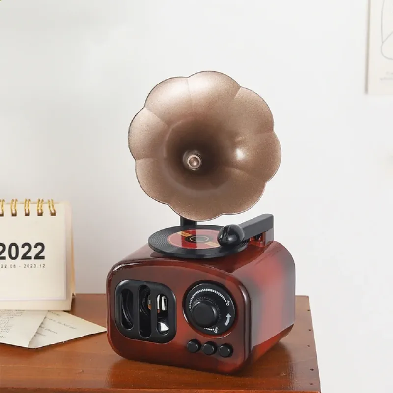 Retro Gramofon Müzik Kutusu Nostaljik Ahşap Görünümlü Hareketli Dekoratif Obje