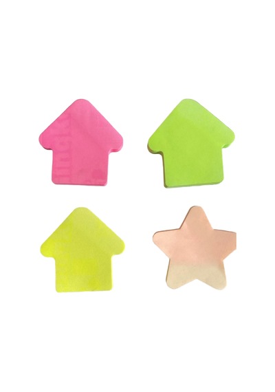 Gingko Yapışkanlı Not Kağıdı Ev Ve Yıldız Şekilli 75 Yaprak 70x70mm Fosforlu Renkler