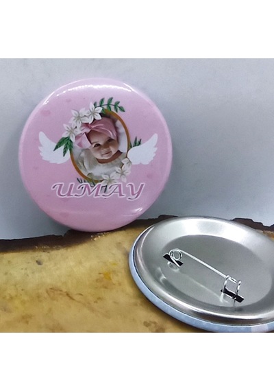 Melek Konsepet Bebek Mevlüdü Rozeti Resimli Metal 6 Cm İ 10 Adet