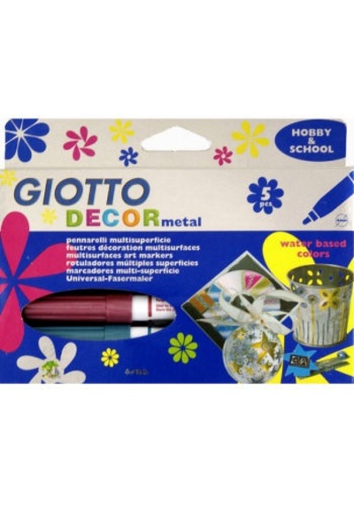 Giotto Decor Metal Her Yüzey Için Metalik Keçeli Boya 5 Renk