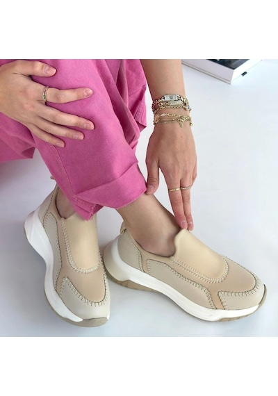 Kendy Bej Cilt Spor Ayakkabı Bej