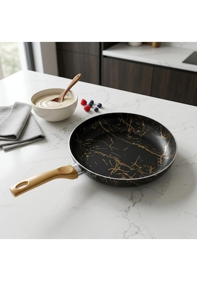 Tr Papilla Desert Maxi Tava Siyah Gold Desenli Şık Tasarımlı Geniş Pişirme Tavası 26 Cm - 28 Cm Ölçü Seçenekl Diğer