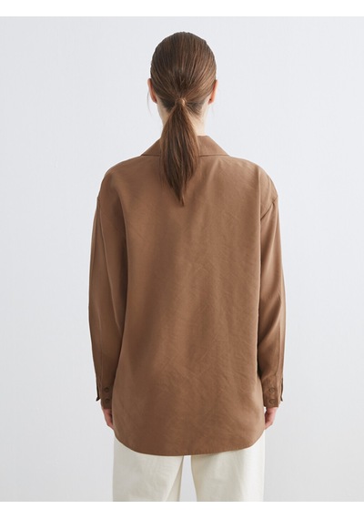 Lcw Modest Bej Loose Fit Kadın Gömlek Tunik