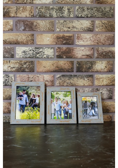 Mavi Eskitme 3lü Set Çerçeve Ayaklı 10x15 13x18 15x21