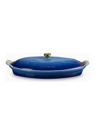 Le Creuset Kapaklı Seramik Balık Pişirme Kabı, 34 Cm Seramik Tava Lacivert