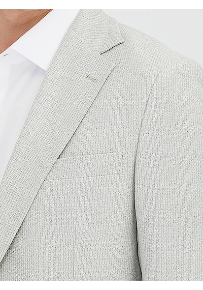 Gri Desenli Modern Fit Keten Karışımlı Ceket Gri