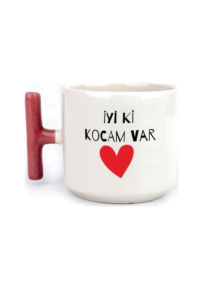 İyi Ki Kocam Var Baskılı Kırmızı Kulplu T Sevgililer Günü Kupası
