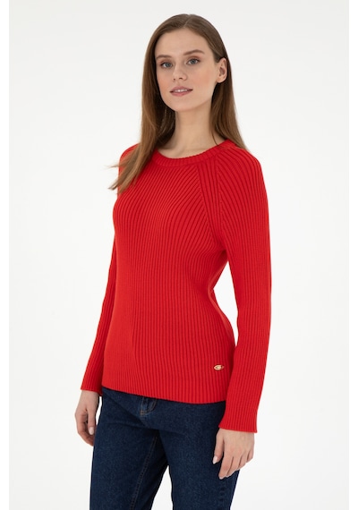 U.S. Polo Assn. Kadın Kırmızı Bisiklet Yaka Kazak 50297095-VR030