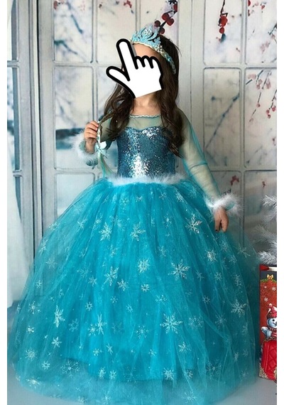 Parti Selesi Karlar Ülkesi Frozen Elsa Kostüm Mavi Tarlatanlı Uzun Kollu Elbise Kız Çocuk Kıyafet Mavi Parti Selesi Karlar Ülkesi Frozen Elsa Kostüm Mavi Tarlatanlı Uzun Kollu Elbise Kız Çocuk Kıyafet Mavi