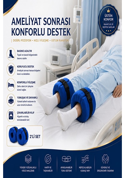 Çok Amaçlı Ayak Ve El Destek Pedi Yatalak Hasta Pozisyonlama Yastığı, Ayarlanabilir Kemerli, Visco