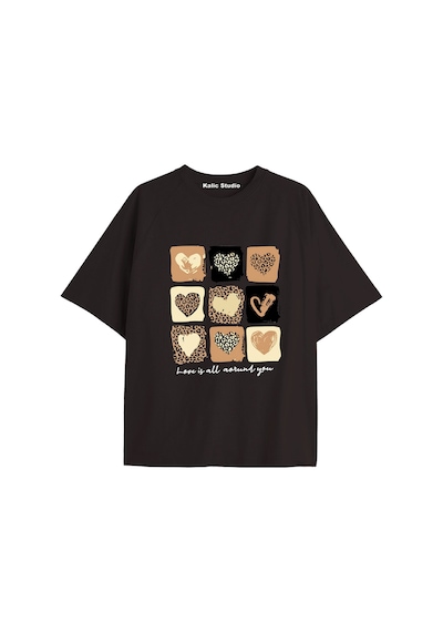 Kalic Studio Y2k Vintage Leopar Baskılı Siyah T-shirt Kod 156 Siyah-156