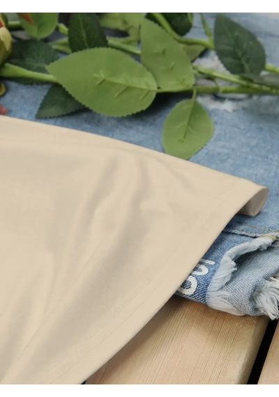 Unisex Üç Kalpli Tasarım Basklı Tshirt Bej