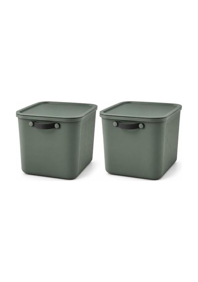 23 Lt Kapaklı 2 Adet Organizer Kutu Yan Kulplu Büyük Boy Plastik Saklama Ve Depolama Kutusu Çok Amaçlı Düzenleyici Kutu Dolap, Banyo, Ofis Ve Oyuncak Düzeni İçin 40x30x25cm Zeytin Yeşili