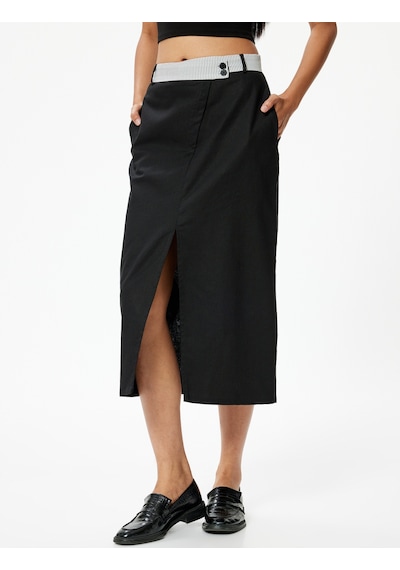 Koton Midi Boy Keten Kalem Etek Önden Yırtmaç Detaylı Beli Kontrast Detaylı Slim Fit Siyah 4sak70292pw Siyah Koton Midi Boy Keten Kalem Etek Önden Yırtmaç Detaylı Beli Kontrast Detaylı Slim Fit Siyah 4sak70292pw Siyah
