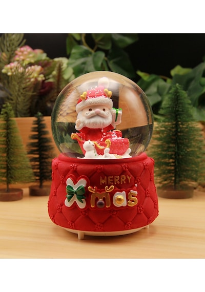 Yılbaşı Noel Babalı Kar Küresi Christmas Işıklı, Müzikli Ve Kar Motorlu Mega Boy Kar Küresi Premium