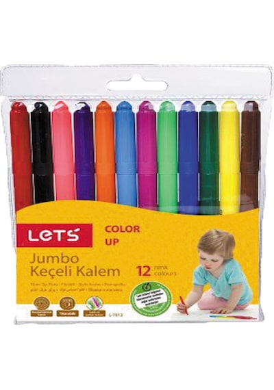 Lets Keçeli Kalem 12 Renk Jumbo