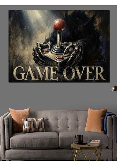 Game Over Klasik Atari Konsolu Dekoratif Kanvas - Mdf Ahşap Tablo