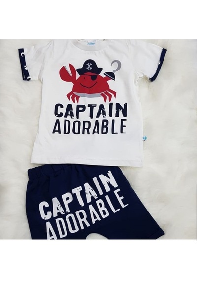 Candysbebe Erkek Bebek 2 Li Takım (Yazlık) Beyaz - Siyah