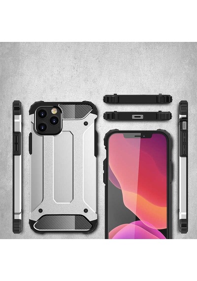 Noktaks - Apple Uyumlu iPhone 12 Pro Max - Kılıf Çift Katman Zırh Tank Crash Military Kapak - Kırmızı