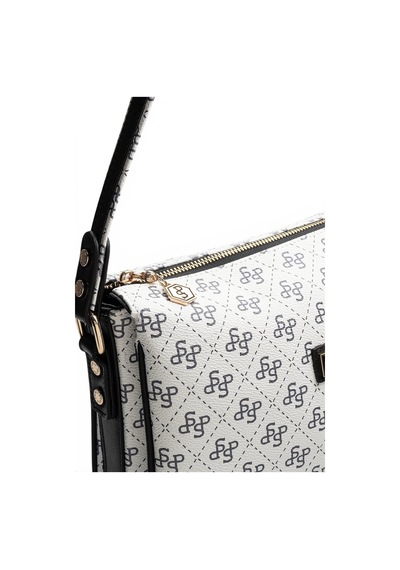 Silver & Polo Silver Polo Beyaz - Siyah Monogram Kadın Çapraz Çanta Sp784