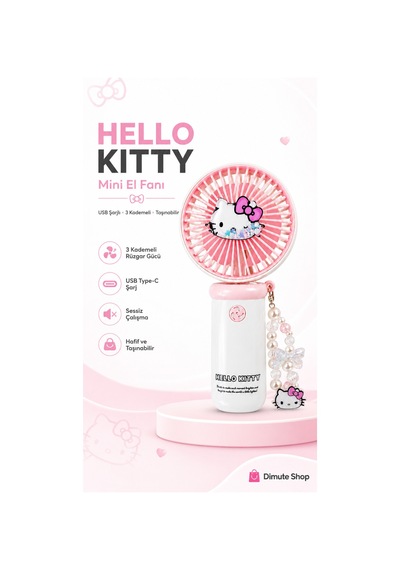 Hello Kitty Mini El Fanı Taşınabilir Usb Şarjlı Sessiz Masa Ve El Tipi Vantilatör Pembe - 892975336