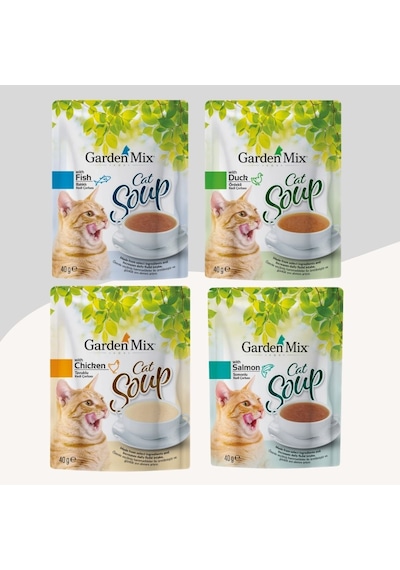 4 Farklı Aromalı Kedi Çorbası 4x40gr Tavuk-somon-ördek-balık
