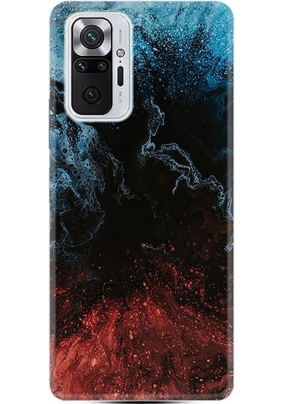 Xiaomi Redmi Note 10 Kılıf Desenli Red Blue Black Abstact 1386