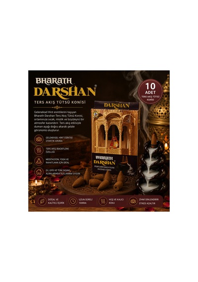Darshan Bharath Ters Akış Backflow Tütsü Konisi 10'lu Paket