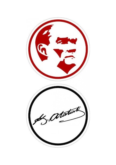 Atatürk Damla Etiker Sticker 5cm X 5cm Kırmızı