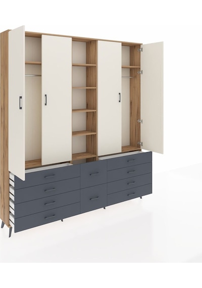 Arges Dolap 9 Raflı 10 Çekmeceli 2 Askılı 220x30x243 Çam-aytaşı/antrasit Aytası/antrasıt Arges Dolap 9 Raflı 10 Çekmeceli 2 Askılı 220x30x243 Çam-aytaşı/antrasit Aytası/antrasıt