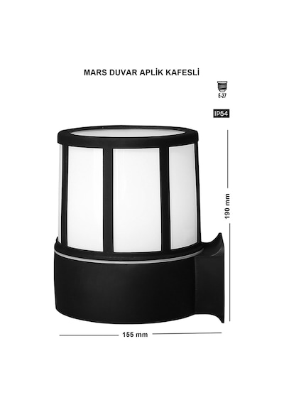 Mars Kafesli Aplik Bahçe Lambası Zita Bahçe Aydınlatması 19 Cm Duvar Aplik 220v Ip54 Diğer