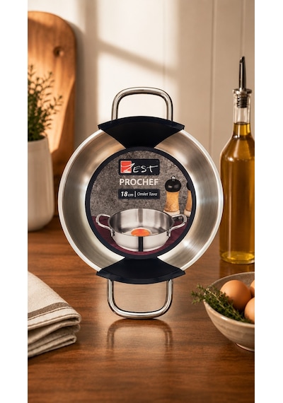 Zest Prochef Paslanmaz Çelik Yumurta Sahanı Gri
