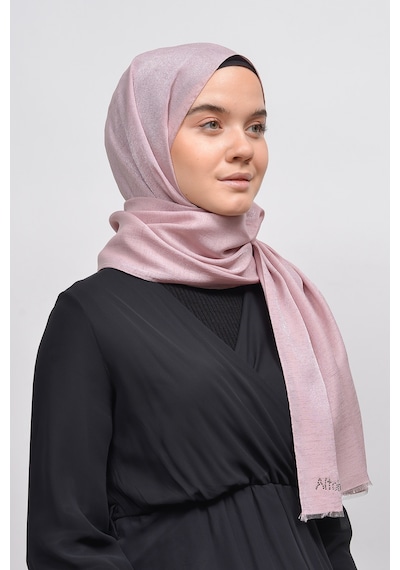 Altobeh Kadın Düz Renk Pırıltı Simli Tesettür Shawl Parlak Abiye Şal - Açık Pudra